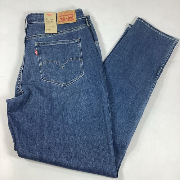 Levis 311 Womens Jeans 16W Shaping Skinny Distressed Mid Rise Medium Wash b - Picture 1 of 9
